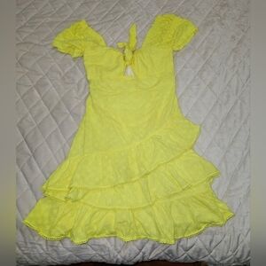 Fashion Nova Brigth Yellow Eyelet Mini Dress L modifications